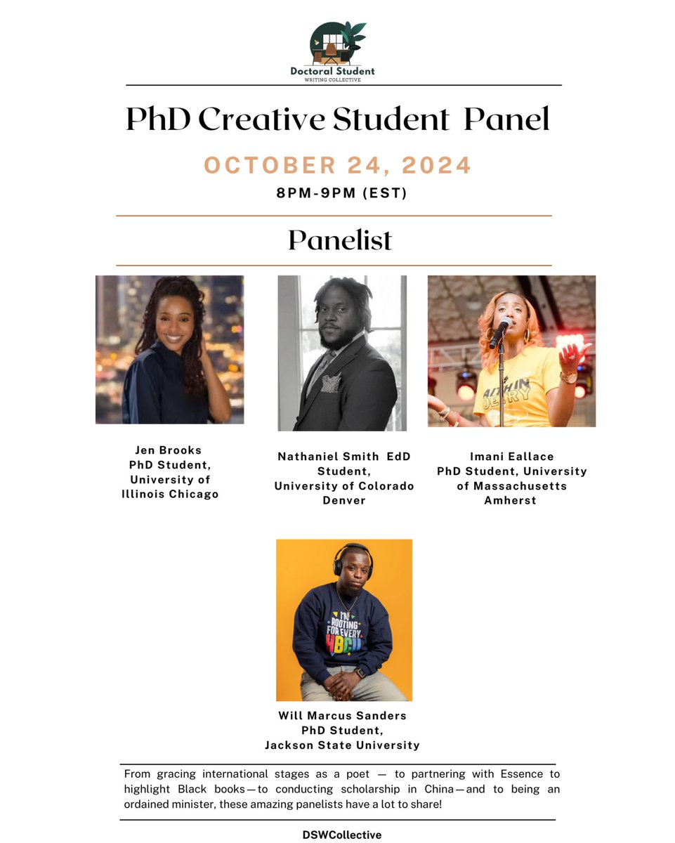 Looking forward to moderating this exciting panel today with these talented &amp; rising scholars! If you are interested in joining, you can click the link below!

linktr.ee/dswcollective?…

#dswcollective