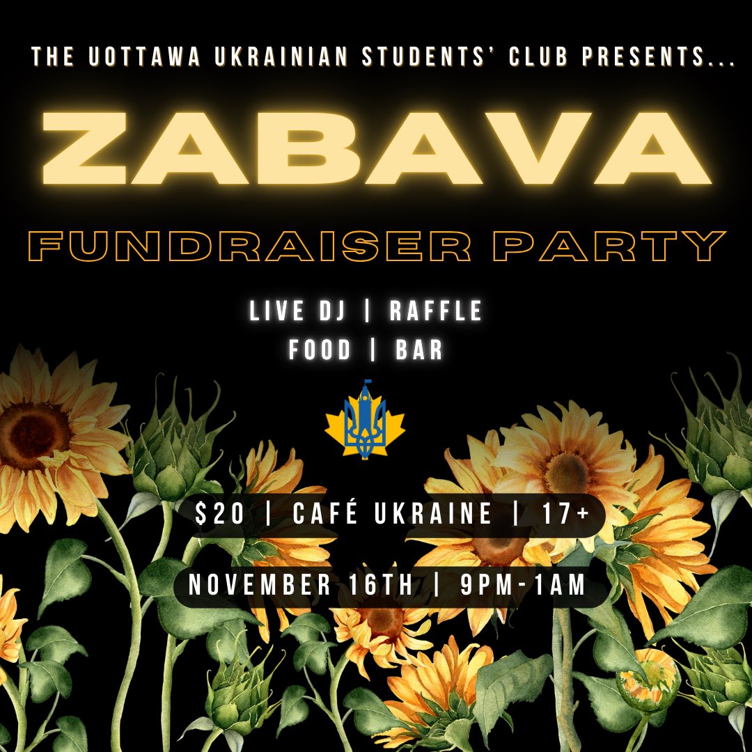 Join the uOttawa Ukrainian Students’ Club for a Zabava Fundraiser dance party chez nous! Info &amp; tix 👇🏽 …awa-ukrainian-students-club.tickit.ca/events/26455-o…