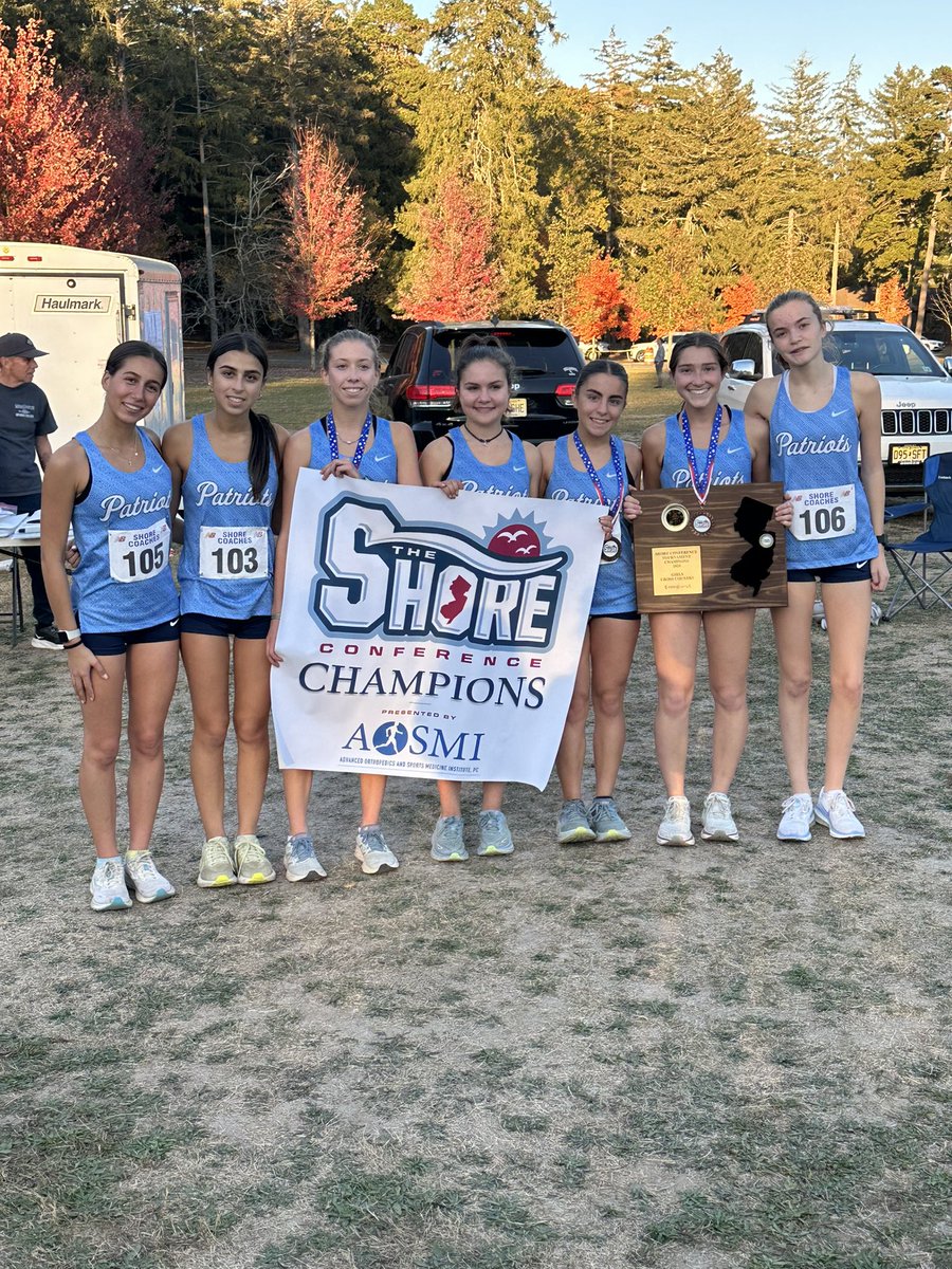 It’s a 3-peat for the Lady Patriots at the Shore Conference Championships!
Girls ran 2nd fastest team average at OCP in school history.
Leah is 4th overall
7 for 7 for course PRs
Caroline, Natalie and Sophia all join sub 19:15 club
<a href="/TownshipScores/">Township Scores</a> <a href="/njmilesplit/">MileSplit New Jersey</a>