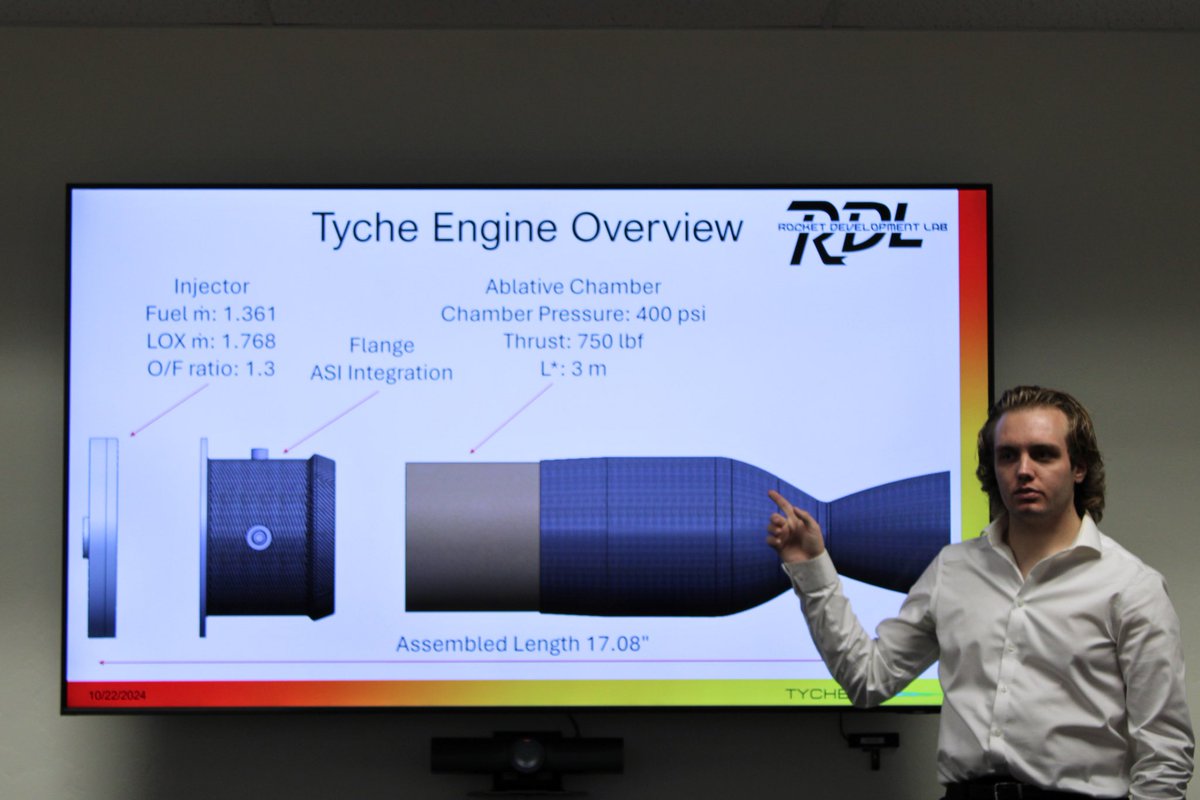Introducing Tyche, an engine with the goal of filling the gap in the thrust output of projects on campus, which is approximately 250 lbf to 1400 lbf. They did a great job on their Critical Design Review(CDR) and we’re looking forward to see what the Tyche team has in store!