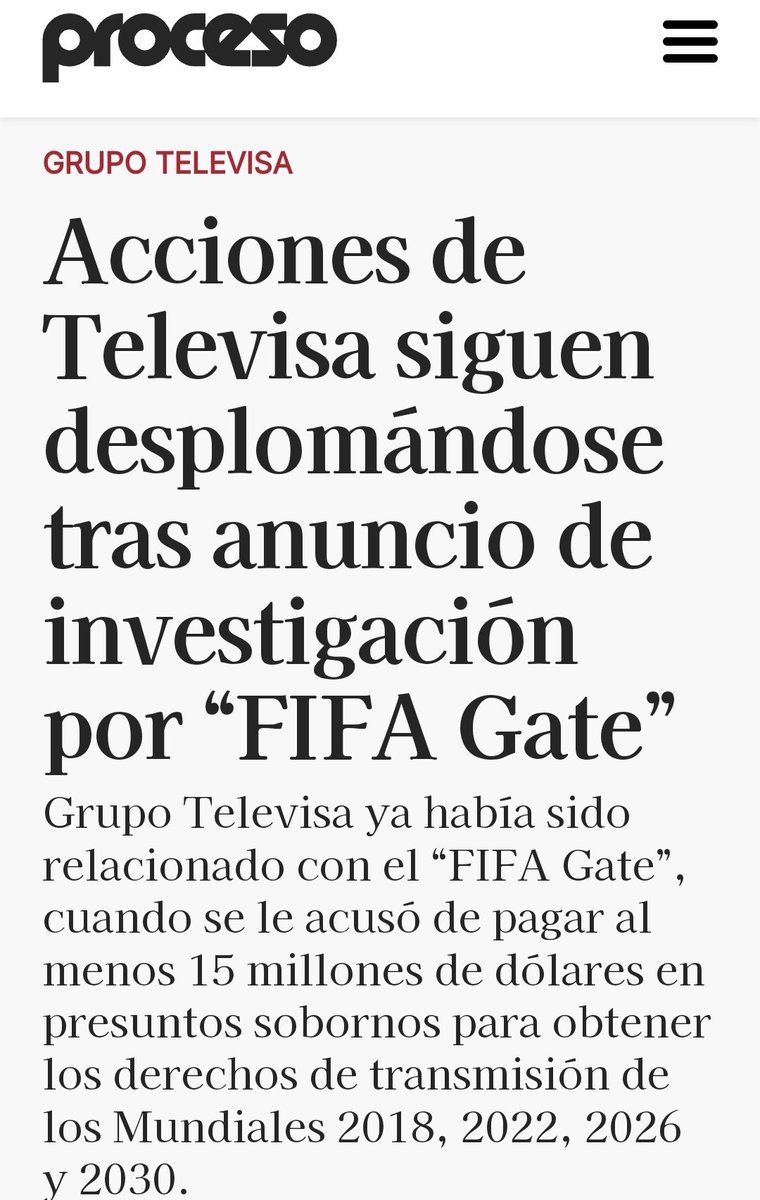 catrina_nortena's tweet photo. #ULTIMAHORA 
🚨 CAE EMILIO AZCÁRRAGA DE @Televisa 

Tendrá que dejar la Presidencia y posiblemente el país por la reactivación del #FifaGate en donde Televisa es acusada de haber pagado 15 MDD en sobornos para obtener los derechos de transmisión de los Mundiales 2018, 2022, 2026 y 2030.

Me encantan los finales felices...
