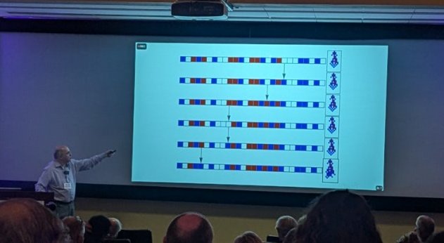 carnegiescience's tweet image. Using &quot;cellular automota&quot; to represent simplified genomes, @stephen_wolfram (founder of @WolframResearch &amp;amp; #Mathematica) builds complete maps of possible mutations to explore how biological evolution works during the last talk of #WISE.