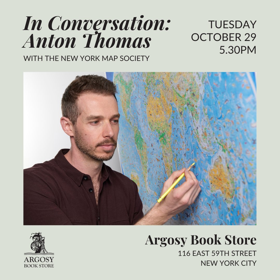 📣 I’m very excited to announce an event in New York City next week! 🗽On Tuesday, October 29 at 5:30pm, all are welcome to join me at the beautiful Argosy Book Store in Midtown Manhattan for a presentation &amp; map signing. Friends in NYC, I would love to see you there!