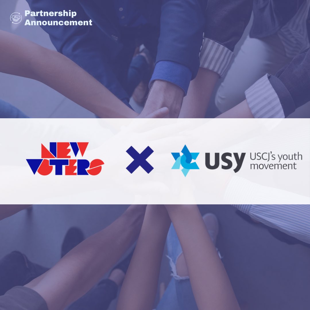 We’re thrilled to announce a new partnership between New Voters and United Synagogue Youth (USY). Through this collaboration, New Voters will support USY leaders as they organize voter registration drives in their USY chapters or high schools. 
#partnership #youthvote #leadership