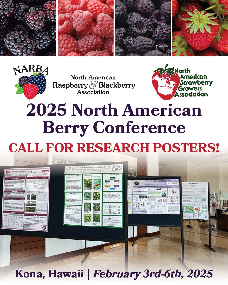 NARBA &amp; NASGA are pleased to offer conference participants a way to share their latest research findings. Posters may be submitted by undergraduate &amp; graduate students, researchers, extension educators, &amp; industry researchers. 

Learn more: raspberryblackberry.com/conference/202…

#narba #nasga
