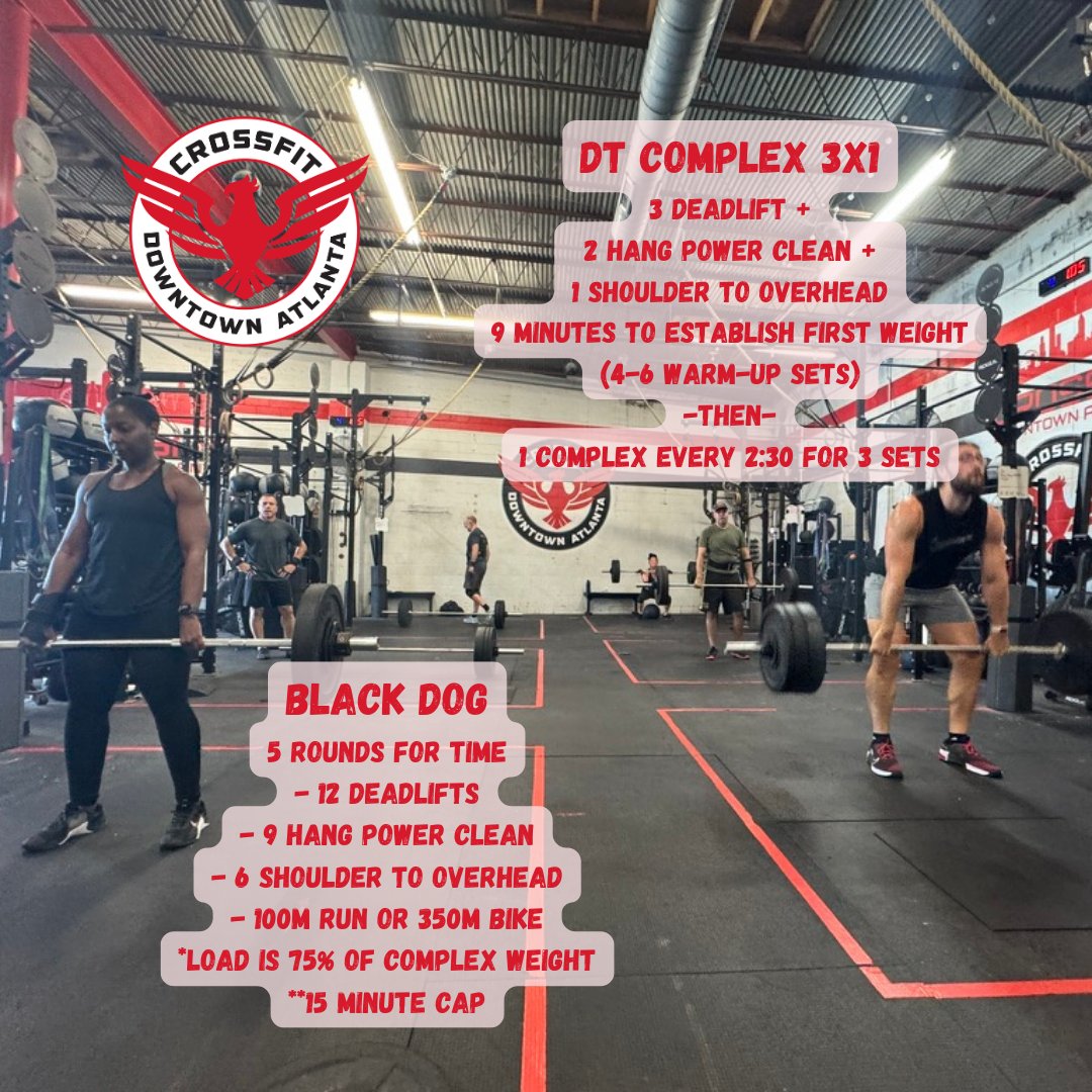 cfdowntownatl's tweet photo. 241025 "Black Dog" #barbellcomplex #roundsfortime #deadlift #hangpowerclean #shouldertooverhead #cfda #liftheavy #runfast #havefun #bewell #cabbagetown #crossfitwod #committedtocrossfit #crossfit #WOD #CFWOD #workout https://t.co/39tSAUCmHc
