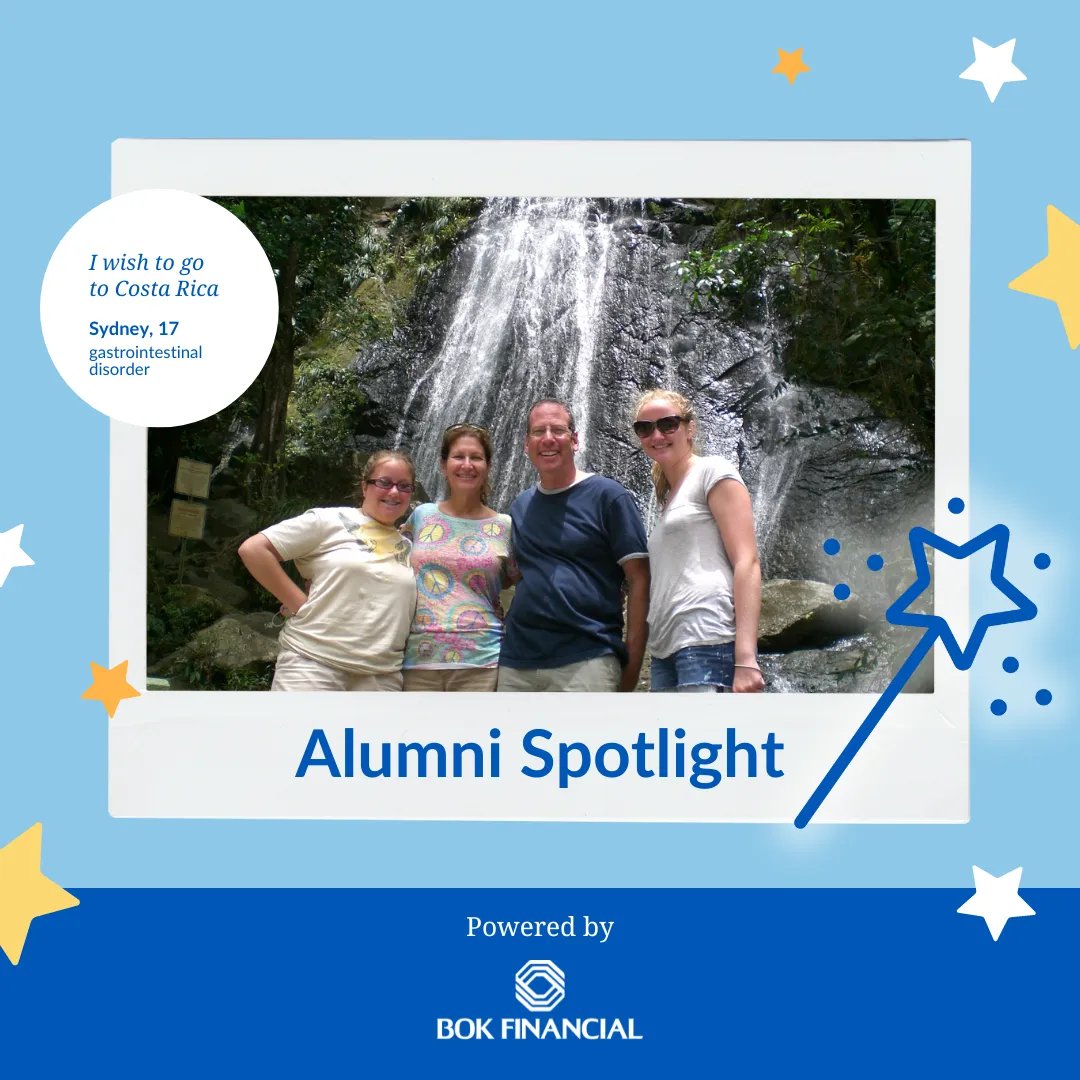 MakeAWishAZ's tweet image. #ALUMNISPOTLIGHT ✈️ 🤿 ☀️ Meet Sydney, who wished to visit Puerto Rico in 2010! Sydney and her family left for her wish trip right after her high school graduation.

Thank you, BOK Financial for powering our alumni program at Make-A-Wish Arizona. | #WISHITFORWARD