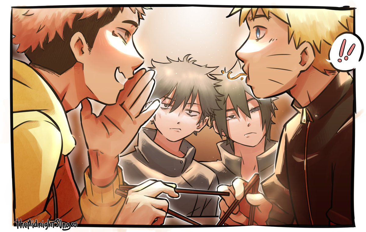 TheMidnightS0ng's tweet image. they're in a double date
#jjk #itafushi #narusasu #ナルサス #鸣佐 #NARUTO
