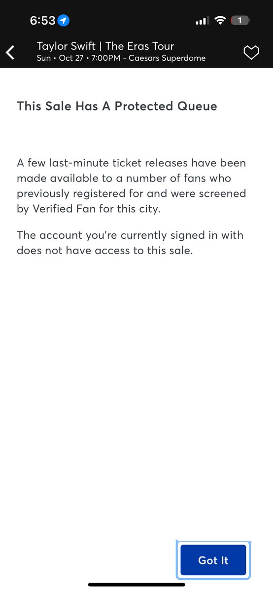 bhchandler's tweet photo. @Ticketmaster @TMFanSupport @taylornation13 @taylorswift13 Please explain how I can have an email saying I’m on the waitlist but yet I can’t get in the queue. #ticketmaster #taylornation #thegreatwar https://t.co/KMhMULEsAg
