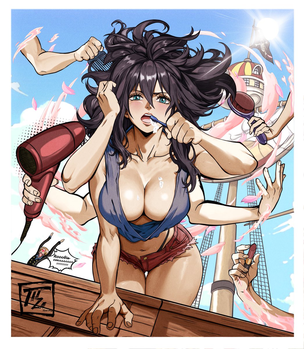 Hey my friends, as promised here are more of my new artworks! This one is already finished ,it's a fun idea i had imagined of how Nico Robin gets ready when the straw hats wake up. Really hope you like it!😁🤠 #nicorobin #ONEPIECE #ONEPIECEカードゲーム #onepiecenicorobin #sanji