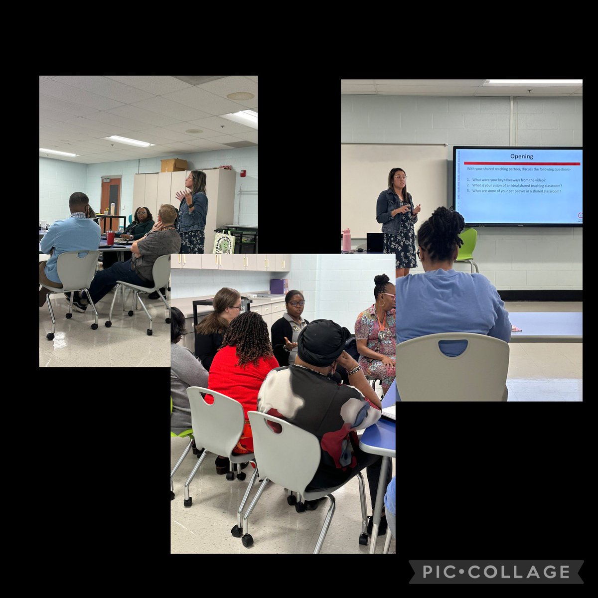 DrBSHarrison's tweet photo. @KateMorrisCCSD delivered an interactive presentation on key characteristics and elements of the ideal shared teaching classroom. Thank you! 🤝❤️ @CCSDSpecialEd https://t.co/UhDZUedouG