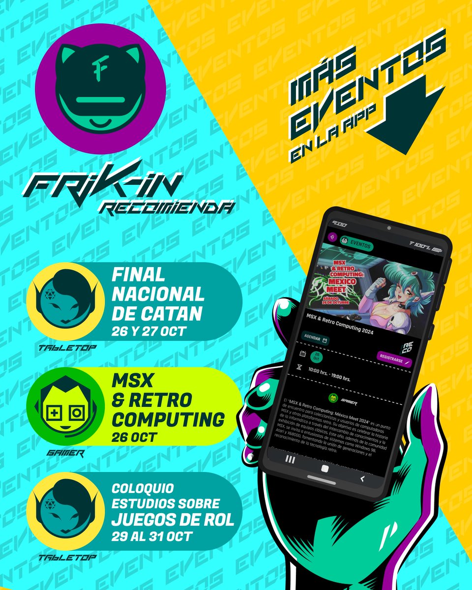 Este fin de semana es #MSXMexicoMeet, con <a href="/PacoCyborg/">Paco - パコさん</a>, <a href="/bitorquesta/">Del Bit a la Orquesta 100.3FM RTQ | ビットからオーケストラへ</a>, <a href="/Artemio/">Artemio</a>, <a href="/nanochess/">Óscar Toledo G.</a>, <a href="/lacuevaretro/">La Cueva Retro</a>, <a href="/XTOA3/">Manuel Xtoa3</a>, <a href="/Nyuundere/">悲しい目をした少年</a> y otros expertos. Un evento único de coleccionismo que no te puedes perder. ¡Regístrate en la app para asistir, y echa un vistazo a otros eventos friki!
