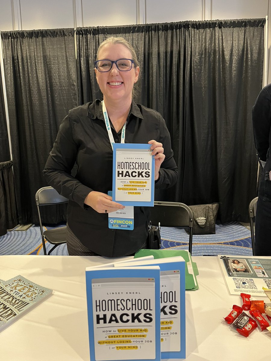 So many beautiful #Fincon24 people stopped by today to snag a free copy of my book! I loved hearing from content creators and entrepreneurs who are engineering the lives they want and see homeschooling as a good fit. ❤️