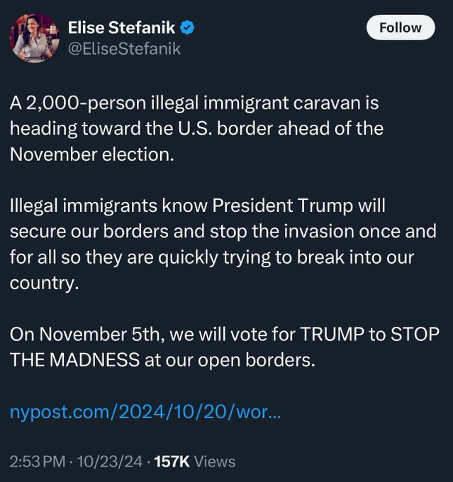 MrDonAuto's tweet photo. Dearest #TrumpTerrorist, #TalibanFan, #Covidot, #PutinPutz and #Racist #EliseStefanik, #GQP, #NewYork darling,
Did you organize it or just make it up?
We are going to need #Receipts of your #Caravan.
Sincerely,
America https://t.co/wlOK6iaf43