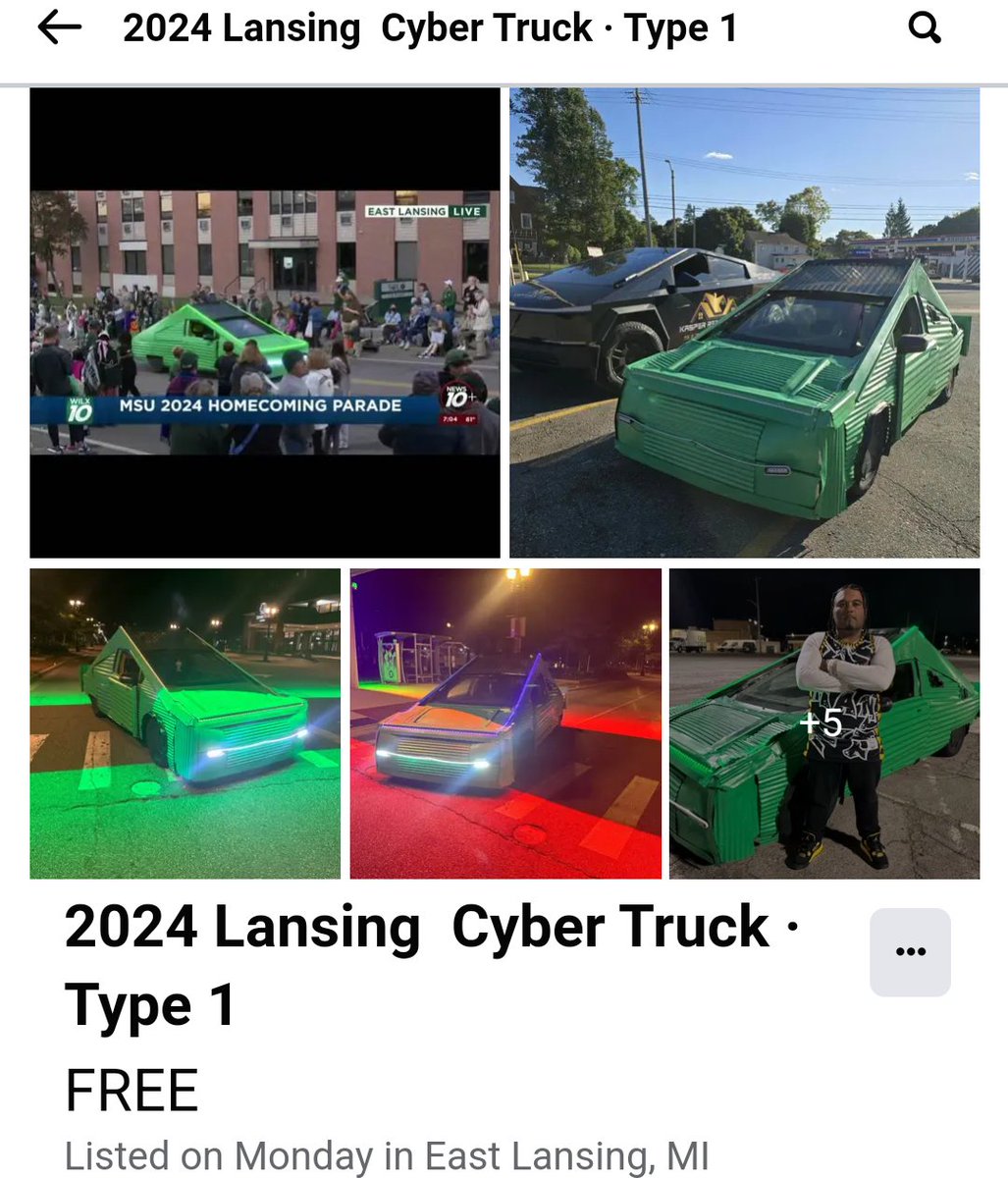 capndukekimball's tweet photo. @LansingMIFacts Breaking News: just came across the Frandolorean on FB Marketplace. The only catch? He's trying to trade for an actual Cybertruck. 

...honestly that might be a pretty good trade for anyone unlucky enough to own an actual Cybertruck. https://t.co/awYRnreT8M