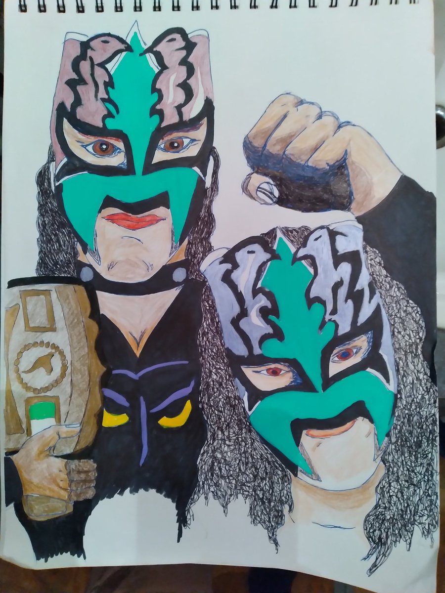 Ladies of Lucha Libre 

<a href="/CMLL_OFICIAL/">Lucha Libre CMLL</a> Mexican National Women's Tag Team Champoons @kira_cmll and Skadi wearing the fusion mask they wear when wrestling as a team.

Both ladies have a bright future ahead of them

#Womenswrestling #LuchaLibre #WrestlingArt #HandDrawn