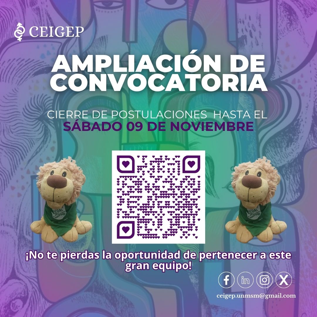 ceigep_unmsm's tweet photo. 🌟 ¡Aún tienes tiempo para postularte! 📢
Debido al gran interés y solicitudes recibidas, nos complace anunciar que la convocatoria para unirse al Centro de Investigación en Estudios de Género y Política (CEIGEP) se ha AMPLIADO hasta el sábado 09 de noviembre.✨🎉 https://t.co/G985IF8fMX