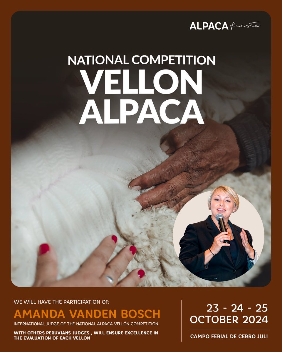 We’ve kicked off the National Alpaca Fleece Competition! With the special presence of Amanda Vanden Bosch as the international judge and renowned Peruvian judges, each fleece will be evaluated under the highest quality standards.

#AlpacaFiesta2024 #Peru #Arequipa