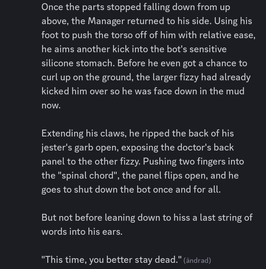 robonrolli's tweet photo. CW: Violence

Pumpkin and SB connected, reached Doc, and came up with a plan: Report 2D0c as faulty+in need of a new body, while OG Doc gets shut down to be salvaged in secret.

Here's Manager taking care of Doc after having been MIA

#discrps #doctorfizzy #managerfizzy https://t.co/82lZ3LxVvn