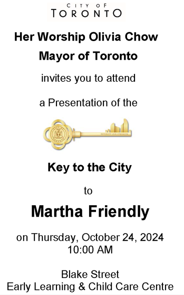 datavisFriendly's tweet photo. Thrilled to be there to see @_MFriendly being given the Key to the City of #Toronto by @oliviachow.
A great day to appreciate the efforts of #childcare advocates, ECE workers and, of course Martha
@susanprentice @ChildCareON @CCCF_FCSGE https://t.co/m3nsksyljv