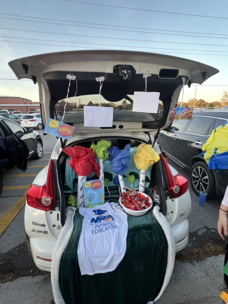 This past Tuesday, our NSEA-AE officers attended the Trunk’N’Treat at the YMCA! Their trunk theme was the Lorax. They won best trunk! 🧡💙