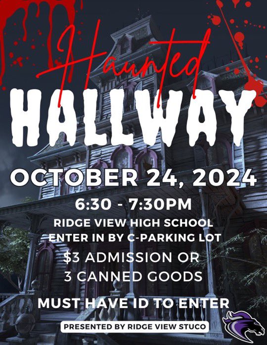 DrBrendaMack's tweet photo. Our Blazers loved this💜! #HauntedHallways. @RidgeView_StuCo https://t.co/5ZMw6EBUbW