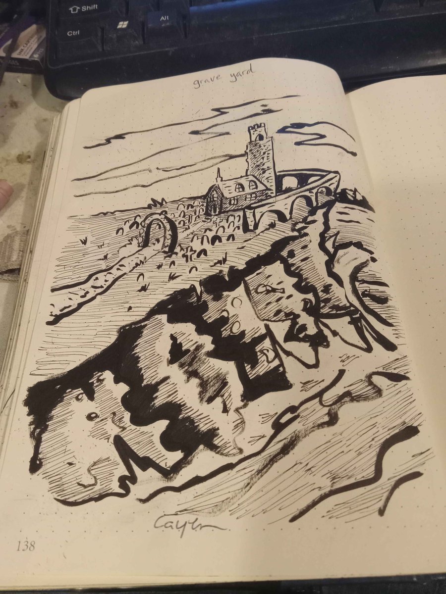 Cayen123's tweet photo. A chilling glimpse into the beyond. 👻 This traditionally inked illustration of a graveyard captures the eerie atmosphere of the afterlife.

#art #illustration #graveyard #spooky #traditionalart #ink #halloween #darkart #gothic #horror #artist #supportart https://t.co/zKWBls5MxO