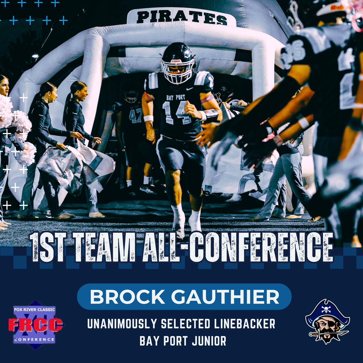 @brockgauthierr, Congrats on earning First Team All-Conference as a junior and being unanimously selected by all of the coaches. Your hard work is paying off! Shout out to all Bay Port players that made All-Conference teams. Let’s carry this momentum into the playoffs! 🏈⚓️