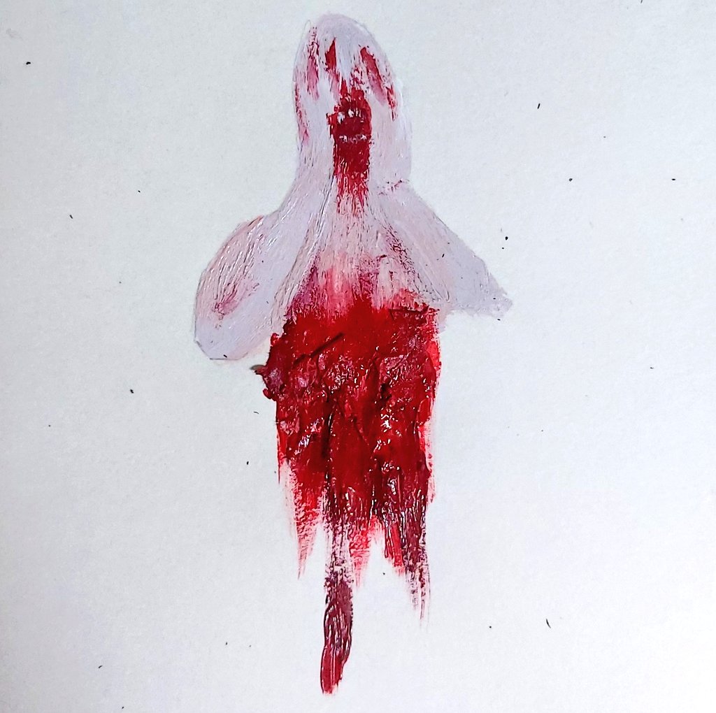 isciallowe's tweet photo. Made with paint and tissues. Kinda looks like scp 096 ngl #twgore #gore https://t.co/gHUlFtHimp