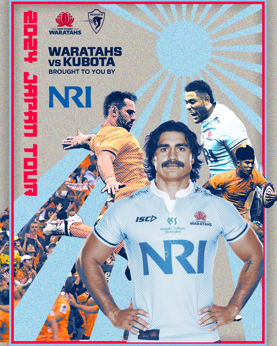 NSWWaratahs's tweet image. The Waratahs are heading to Japan! 🇯🇵

Thanks to our Principal Partner NRI, the Waratahs will be taking on Kubota Spears on Friday 29 November at Edogawa Stadium, Tokyo!