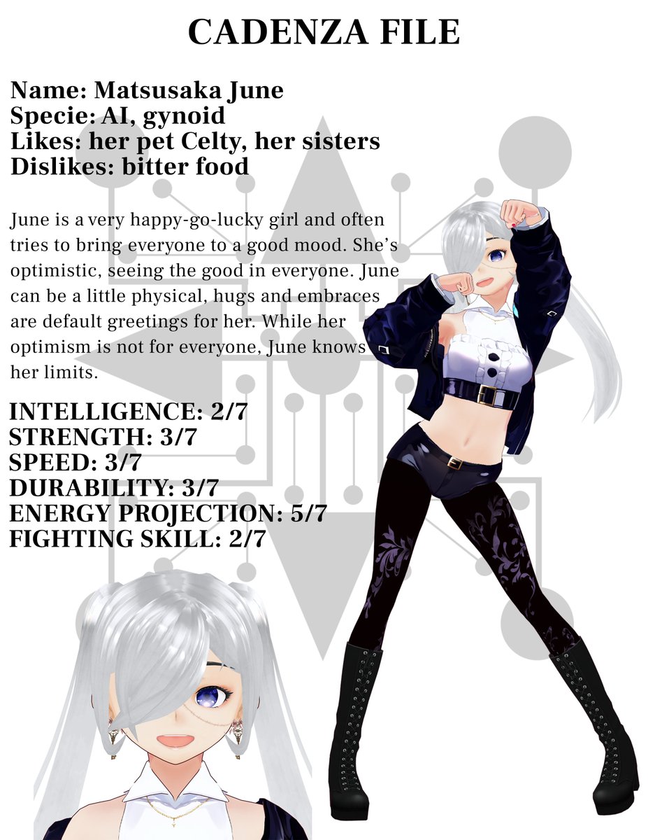 3rd is the bright and lively Matsusaka June! Ever positive and joyful~! #CadenzaComic #VRoid #vtuber #OC