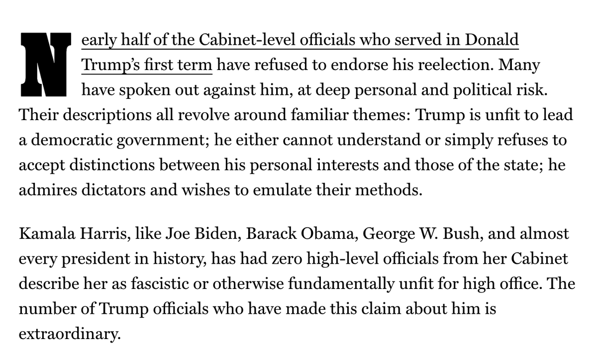 The notion Trump is a dangerous authoritarian isn't partisan. It's been expressed at unprecedented levels by his own former staff. nymag.com/intelligencer/…