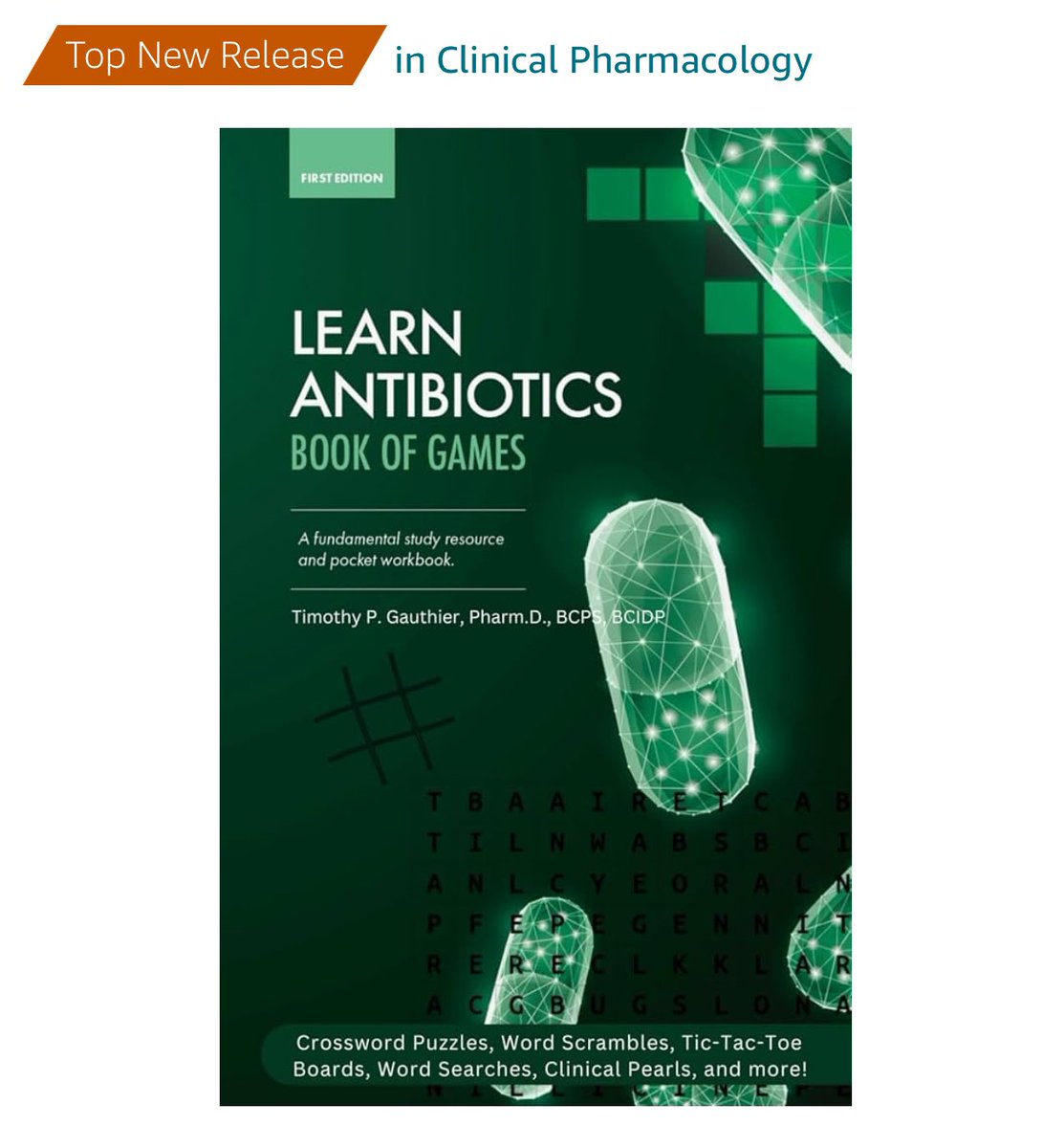 📣😊 Big news! I am proud to officially announce the release of my second book!!!

📗 Following 2 years and seemingly countless hours of work, the #LearnAntibiotics #BookOfGames has arrived! 

👉 a.co/d/6Rpdbbm

#IDxPosts #TwitteRx #IDtwitter #PharmacyWeek #USAAW