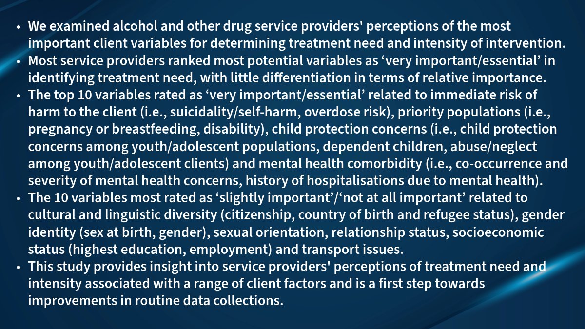 Drug&AlcoholReview (@apsad_dar) on Twitter photo Open Access: #NSW #AOD service providers' perceptions of the relative importance of client variables for determining treatment need
onlinelibrary.wiley.com/doi/full/10.11β¦
Briony Larance <a href="/Isabella_Ingram/">Isabella Ingram</a> Chloe Haynes <a href="/LBuckfield/">Lexi Buckfield</a> Choon Wee Melvin Goh <a href="/PeterJKelly14/">Peter J Kelly</a>
<a href="/UOW/">UOW</a> <a href="/latrobe/">La Trobe University</a> <a href="/NSWHealth/">NSW Health</a> Open Access: #NSW #AOD service providers' perceptions of the relative importance of client variables for determining treatment need
onlinelibrary.wiley.com/doi/full/10.11β¦
Briony Larance <a href="/Isabella_Ingram/">Isabella Ingram</a> Chloe Haynes <a href="/LBuckfield/">Lexi Buckfield</a> Choon Wee Melvin Goh <a href="/PeterJKelly14/">Peter J Kelly</a>
<a href="/UOW/">UOW</a> <a href="/latrobe/">La Trobe University</a> <a href="/NSWHealth/">NSW Health</a>