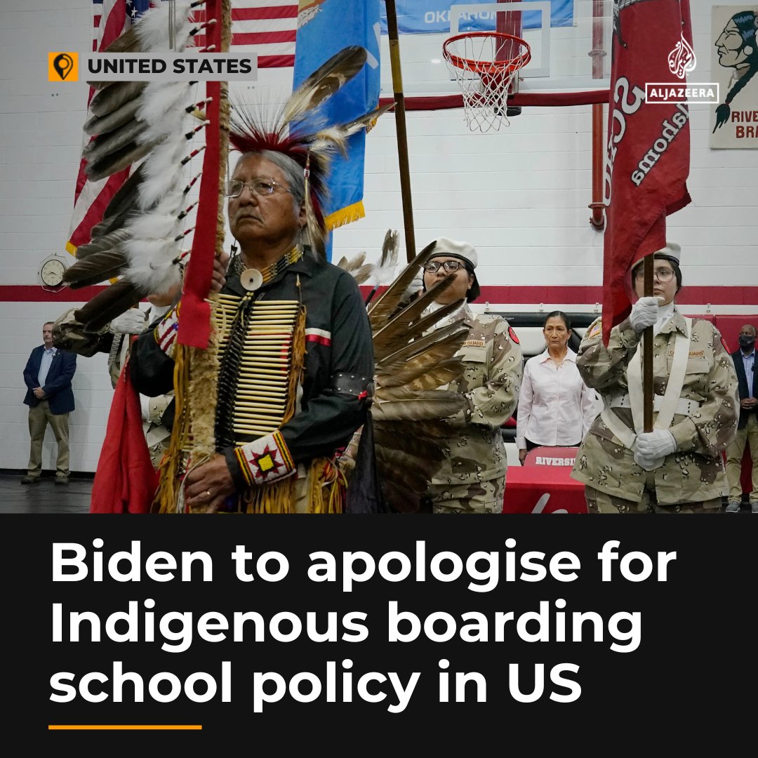US President Joe Biden will formally apologise for the government’s role in forcing Indigenous children into boarding schools where many were physically and sexually abused and nearly 1,000 died aje.io/tdxhvx