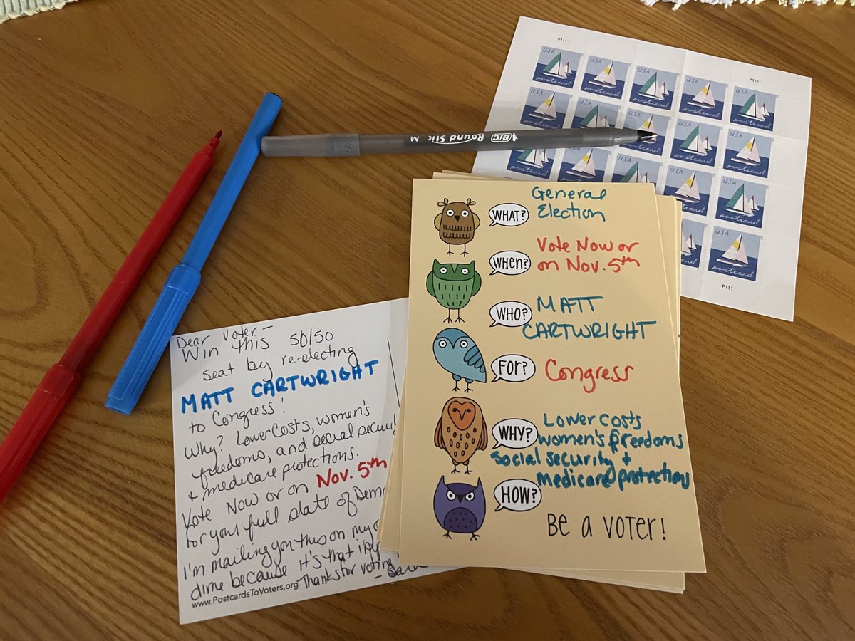 Came out of retirement to #KeepMatt Cartwright in Congress #postcardstovoters #beavoter
