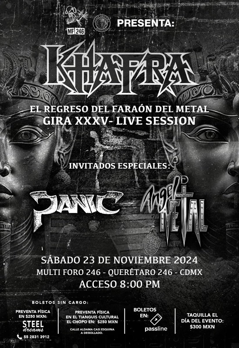 KHAFRA. CDMX 23 NOVIEMBRE
.
 
<a href="/MovSub/">Movimiento Subterraneo</a>
<a href="/mordormxradio/">Mordor Metal Radio®</a>
<a href="/MetalMexicano66/">🔥 Metalhead político 🔥</a>
@UnderMx
<a href="/aquelarremetal1/">Aquelarre Metalero</a>
<a href="/NACIONMETAL/">NACION METAL</a>
<a href="/SonidosLatentes/">Sonidos Latentes</a>
<a href="/MetalCorrosivo/">Metal Corrosivo</a>
<a href="/LlamadoBestia/">El Llamado de la Bestia</a>
<a href="/MetalMexico/">Metal Mexico</a>