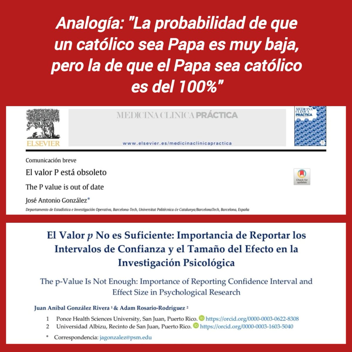 apamed_oficial's tweet image. 📊📈 El "P-Value" o "Valor de P" está obsoleto
🧵 Abro hilo "short" y dejo dos artículos recomendados para comprender la interpretación del valor de P
#PValue #IntervaloDeConfianza #OddsRatio