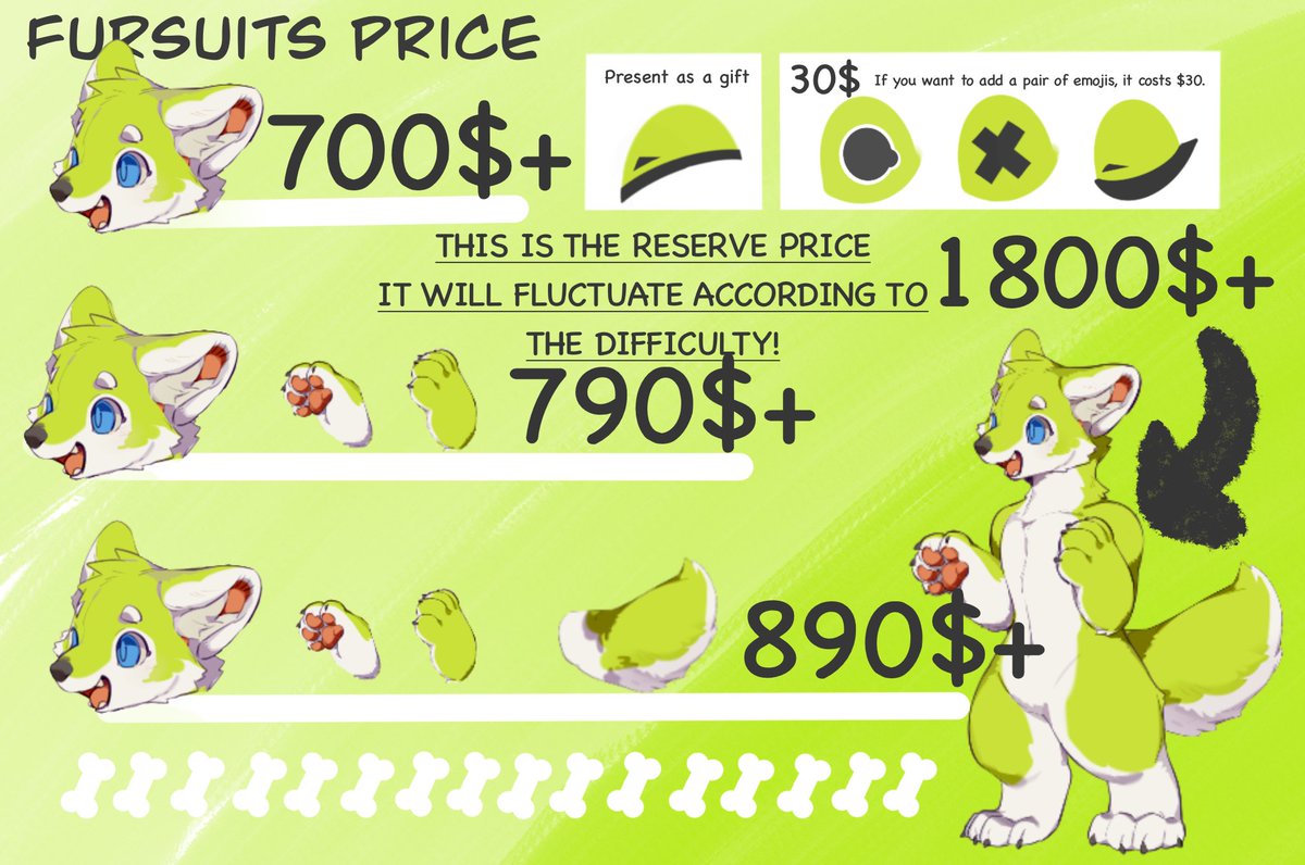 Commission open!

The committee will start at midnight on November 1st and end at midnight on December 1st. (Beijing time)

Send me a picture of OC by private message, tell me what part you want, and I will tell you the price!: 3

#fursuit #fursuitmaker #furry 
 #FursuitFriday