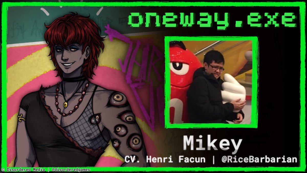 ROLE ANNOUNCEMENT👽

Extremely honored to be the speaking voice for Mikey Van Lee in oneway.exe!

Thank you again to <a href="/disorderedgames/">oneway.exe 🔜 OUT ON STEAM‼️</a> for letting me rock out, so play the demo, tune in and just let go… 👁️