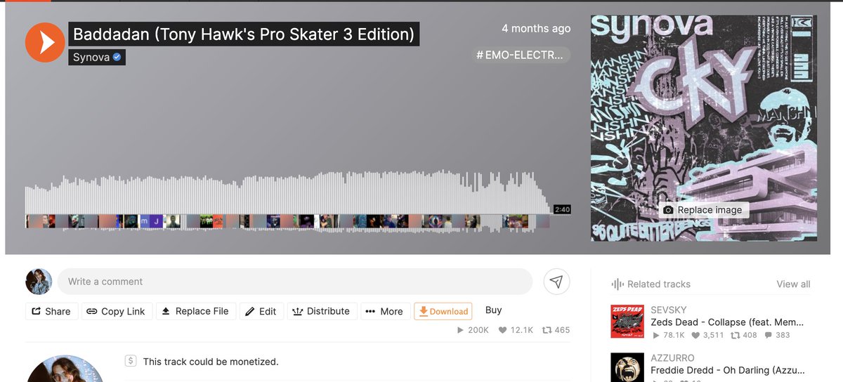 Synovamusic's tweet photo. 200,000 streams on this song in 4 months 

i cannot thank @manshnsound enough. this was always his idea that i happened to expand on

thank you @DillonFrancis, @Subtronics, and @DrFresch for changing our lives and giving it so much attention

<3 https://t.co/eZVttRmwVG