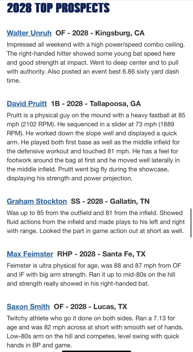PGShowcases's tweet photo. Top Prospect List from the 2027-2028 HS All State Select Championship 

@PG_Uncommitted @PG_Scouting 

https://t.co/r8lyAHMcim https://t.co/3mJOM0F9XF