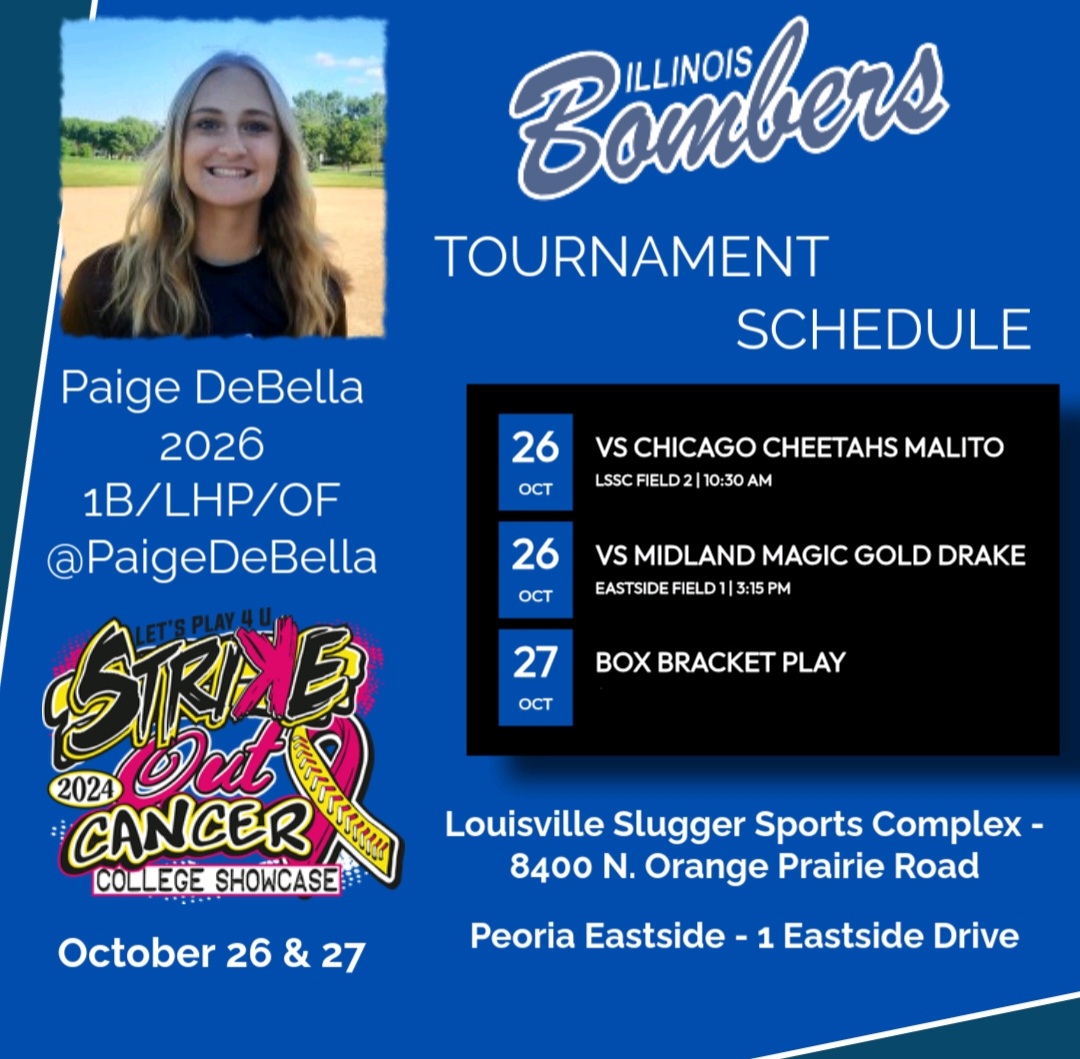 Paige DeBella (@paigedebella) on Twitter photo Coaches..hope you can check out our team this weekend in Peoria! <a href="/BradleySoftball/">Bradley Softball</a> <a href="/LewisSoftball/">Lewis Softball</a> <a href="/CCSJSOFTBALL/">Coach Lopez</a> <a href="/ValpoSoftball/">Valpo Softball</a> <a href="/BombersIllinois/">Illinois Bombers 18U - Pacyga</a> <a href="/CoastRecruitsSB/">Coast Recruits 🥎</a> <a href="/USFSaints/">USF Fighting Saints</a> <a href="/SXUsoftball/">SXU Softball</a> <a href="/EIU_Softball/">Eastern Illinois Softball</a> <a href="/DaveBetcher1/">Dave Betcher</a> <a href="/RU_LakerSB/">Roosevelt University Softball</a> <a href="/lizjagielski/">Elizabeth Jagielski</a> <a href="/tagupSoftball/">tagup</a> Coaches..hope you can check out our team this weekend in Peoria! <a href="/BradleySoftball/">Bradley Softball</a> <a href="/LewisSoftball/">Lewis Softball</a> <a href="/CCSJSOFTBALL/">Coach Lopez</a> <a href="/ValpoSoftball/">Valpo Softball</a> <a href="/BombersIllinois/">Illinois Bombers 18U - Pacyga</a> <a href="/CoastRecruitsSB/">Coast Recruits 🥎</a> <a href="/USFSaints/">USF Fighting Saints</a> <a href="/SXUsoftball/">SXU Softball</a> <a href="/EIU_Softball/">Eastern Illinois Softball</a> <a href="/DaveBetcher1/">Dave Betcher</a> <a href="/RU_LakerSB/">Roosevelt University Softball</a> <a href="/lizjagielski/">Elizabeth Jagielski</a> <a href="/tagupSoftball/">tagup</a>