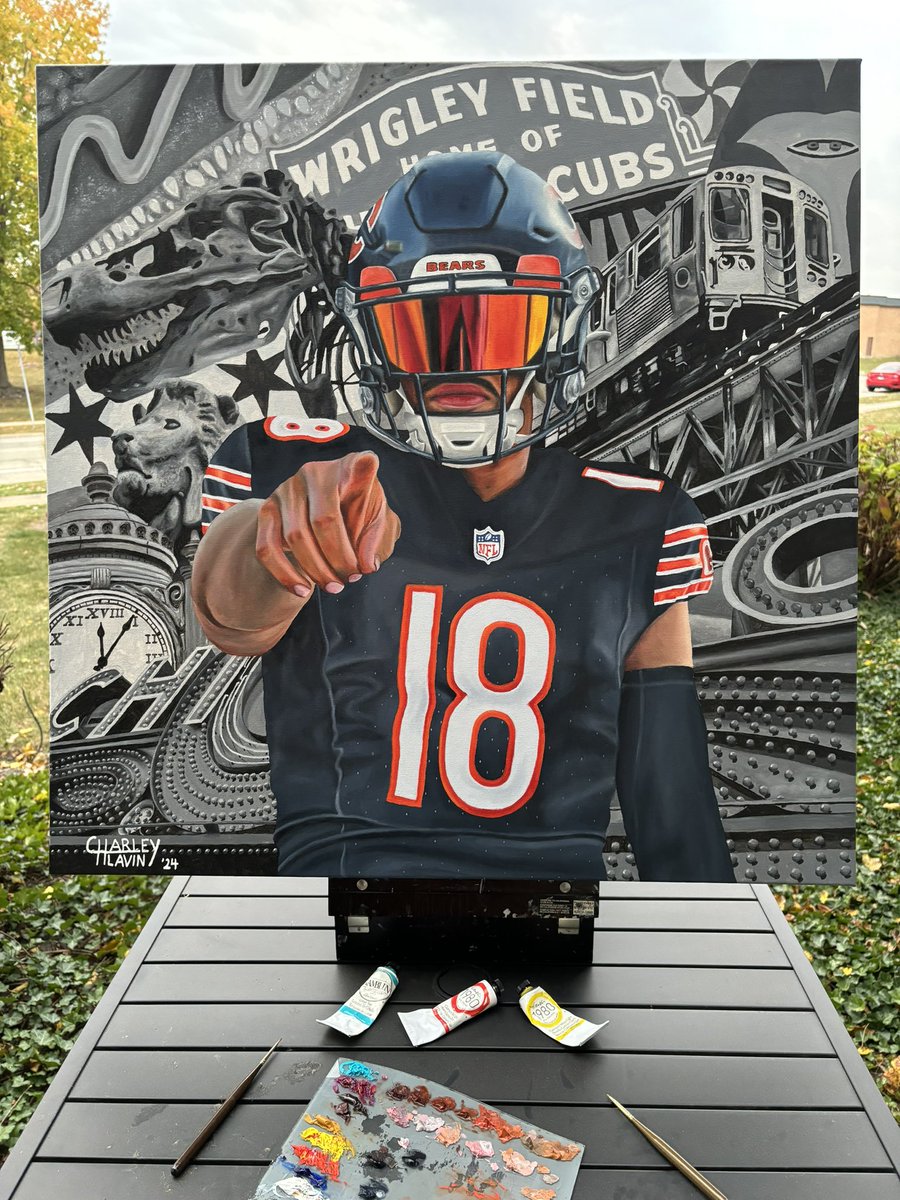 #Bears twitter, I spent well over 100 hours on this painting. What are the odds you can help blow this up so Caleb sees it? 🐻⬇️

“Bear Witness” - 30”x30” oil and acrylic on canvas

#DaBears #BearDown <a href="/CALEBcsw/">Caleb Williams</a> <a href="/ChicagoBears/">Chicago Bears</a> <a href="/NicholasMoreano/">Nicholas Moreano</a> <a href="/GBraggsJr23/">Greg Braggs Jr.</a> <a href="/CHGO_Bears/">CHGO Bears</a>