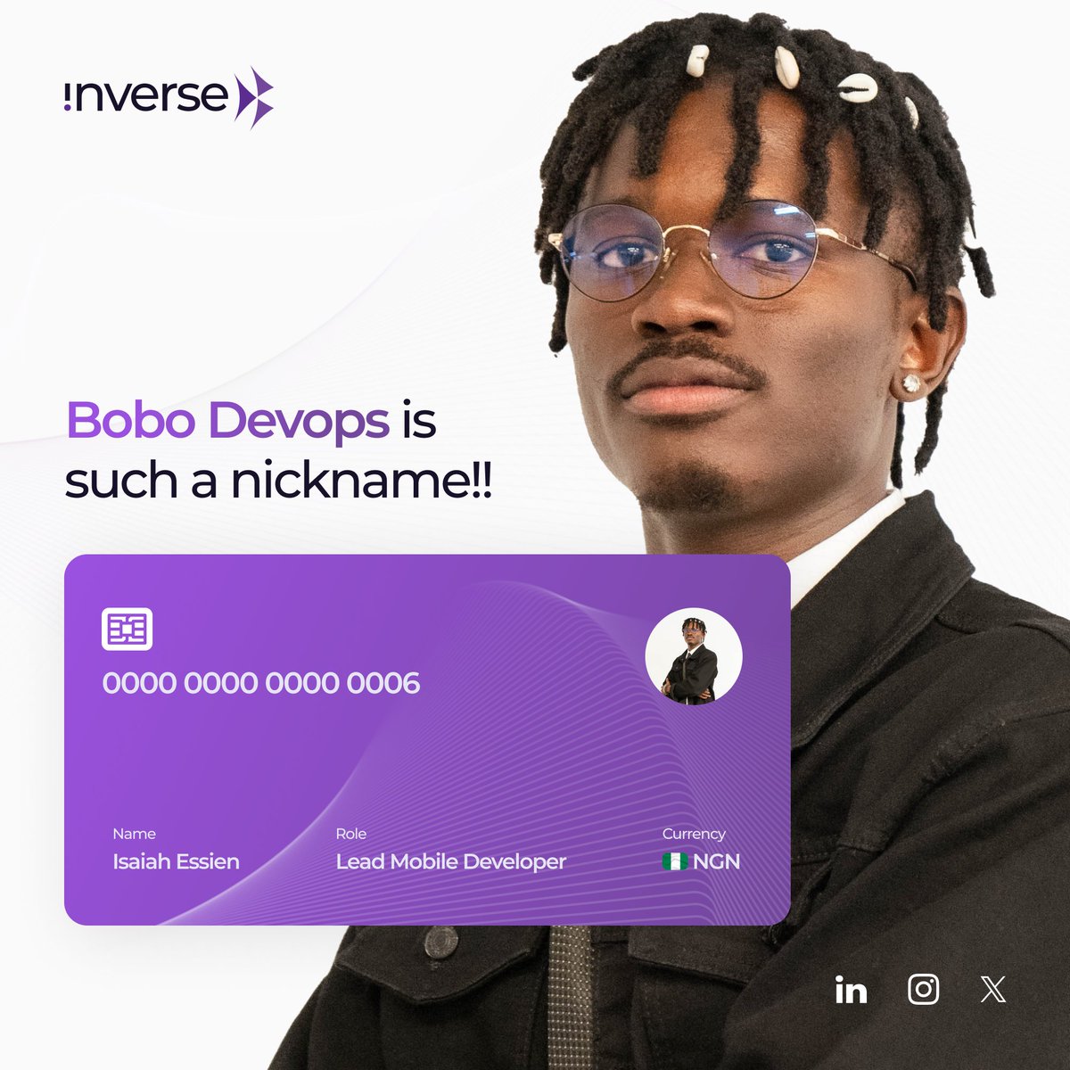 _InversePay's tweet photo. Say hi to Isaiah, our Lead mobile app developer!📱

In true nerd fashion, he’s also known to spend his free time wrestling with the infamous P vs NP problem. Still cracking that one, but we believe in him!📷

If you’re looking for tech magic, Isaiah’s the one making it happen.🤖 https://t.co/sFwKnlKI4k