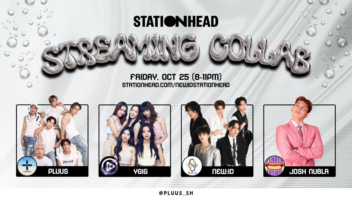 [🎧] UPCOMING COLLAB

Our monthly streaming collab with @YGIGstream, <a href="/NEWIDStream/">New:ID Streaming Team</a>, &amp; <a href="/TenderJoshieOfc/">Tender Joshies | JOSH NUBLA</a> is back! 🤟🏻✨ 

See you tonight 🎶
📅 Oct 25 | 8-11PM PHT
🎧 stationhead.com/newidstationhe…

#PLUUS <a href="/pluus_official/">PLUUS</a>
#YGIG #NEW_ID #JOSHNUBLA
