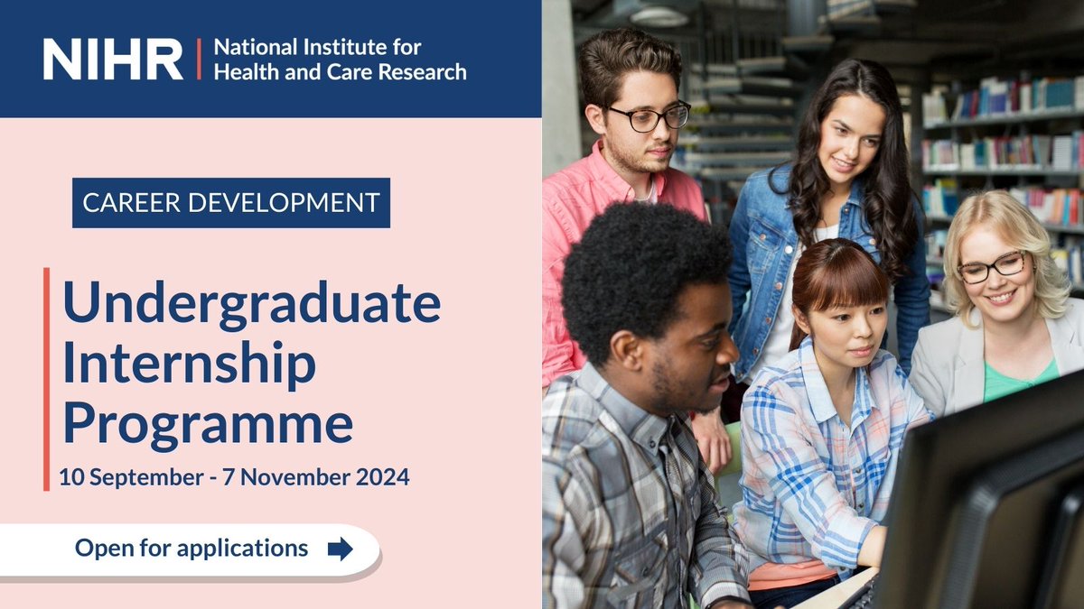 Applications for the NIHR Undergraduate Internship Programme close in 2 weeks ⏰

If you've started your application, this is your reminder to complete it before the deadline. Don’t miss the opportunity to mentor the next generation of health and social care researchers.

Learn