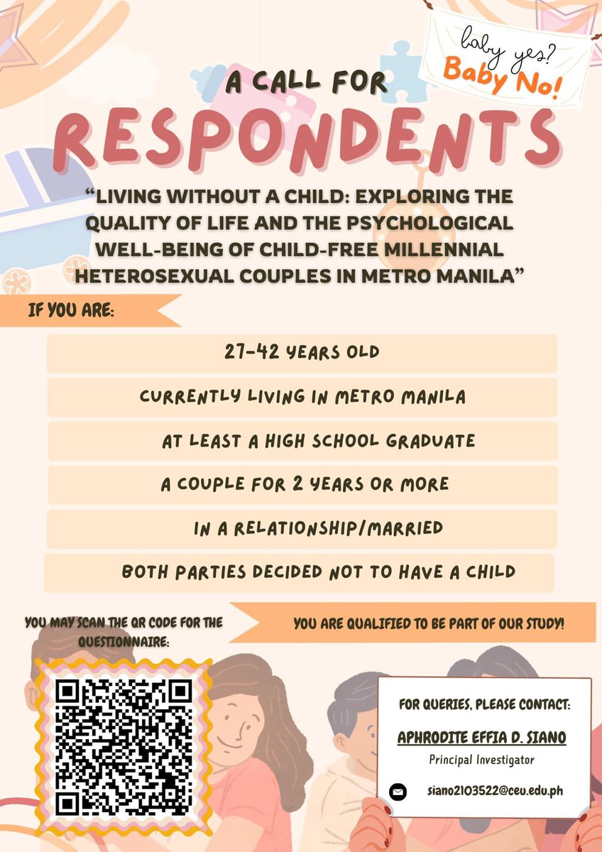 channiemart's tweet photo. LF: Child-free Millennials!

Hello to all Millennial peeps out there! If you have time and you fit the criteria, may we ask for your time to answer our survey about the psychological well being and quality of life of child free millennials? 🥹

See thread for the link ⬇️ https://t.co/imAk27cvf9