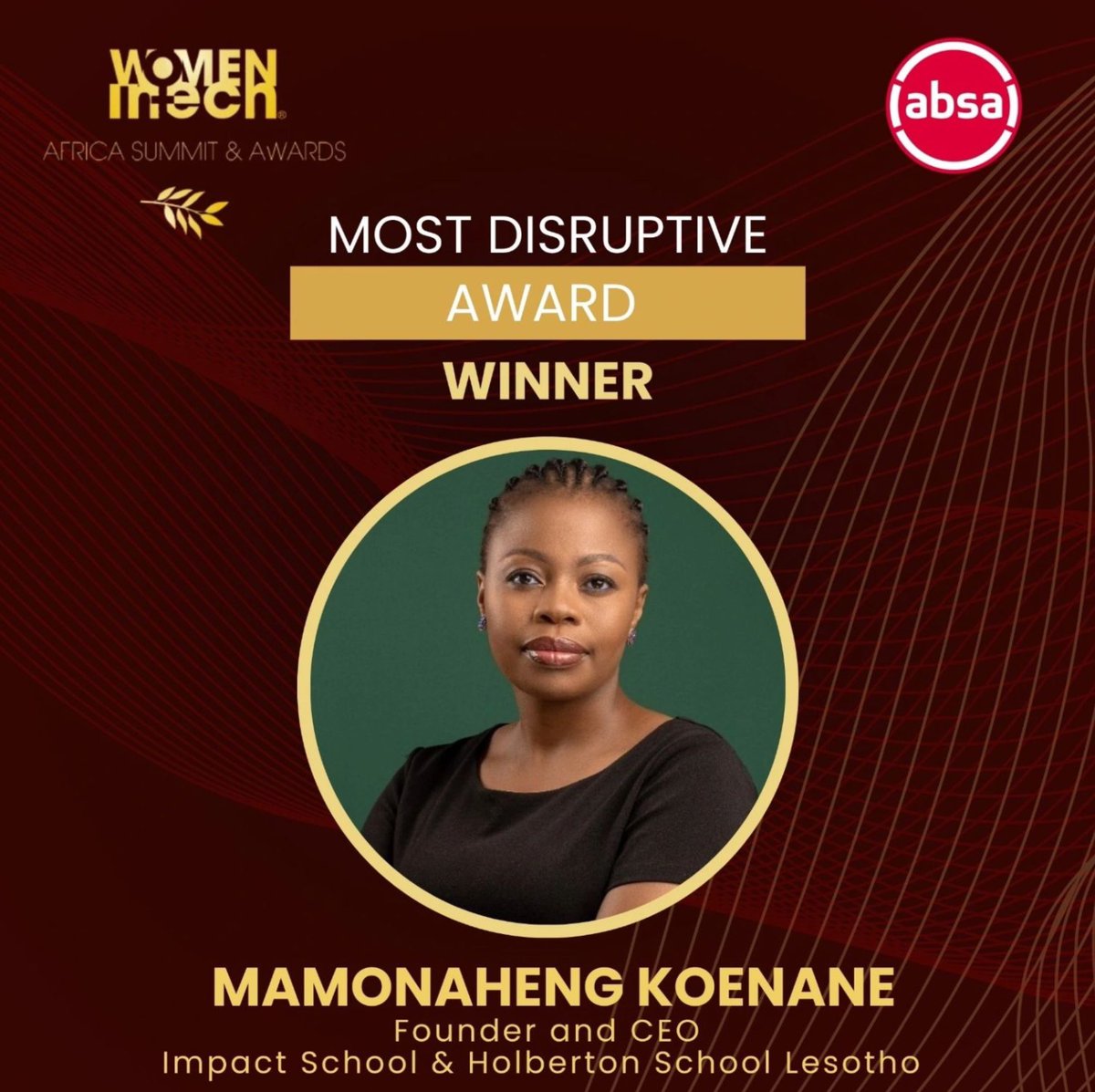 𝐈𝐭’𝐬 𝐚 𝐰𝐢𝐧 𝐟𝐨𝐫 #𝐋𝐞𝐬𝐨𝐭𝐡𝐨 - 𝐖𝐨𝐦𝐞𝐧 𝐢𝐧 𝐓𝐞𝐜𝐡 𝐀𝐟𝐫𝐢𝐜𝐚 - 𝐌𝐨𝐬𝐭 𝐃𝐢𝐬𝐫𝐮𝐩𝐭𝐢𝐯𝐞 𝐀𝐰𝐚𝐫𝐝 𝐏𝐨𝐰𝐞𝐫𝐞𝐝 by Amazon.com!

𝐆𝐥𝐨𝐛𝐚𝐥 𝐀𝐰𝐚𝐫𝐝𝐬 will take place under the 𝐇𝐢𝐠𝐡 𝐏𝐚𝐭𝐫𝐨𝐧𝐚𝐠𝐞 of 𝐏𝐫𝐞𝐬𝐢𝐝𝐞𝐧𝐭