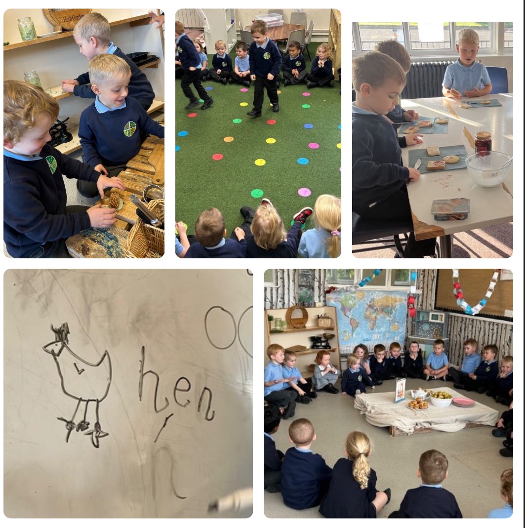 GCPSReception's tweet image. In our first half term we’ve been learning to read and write CVC words, helped maths monkey with his maths skills, practised riding our bikes without stabilisers, carried out lots of investigations, showed how creative we are and of course had lots of muddy fun! @GreenfieldsCPS